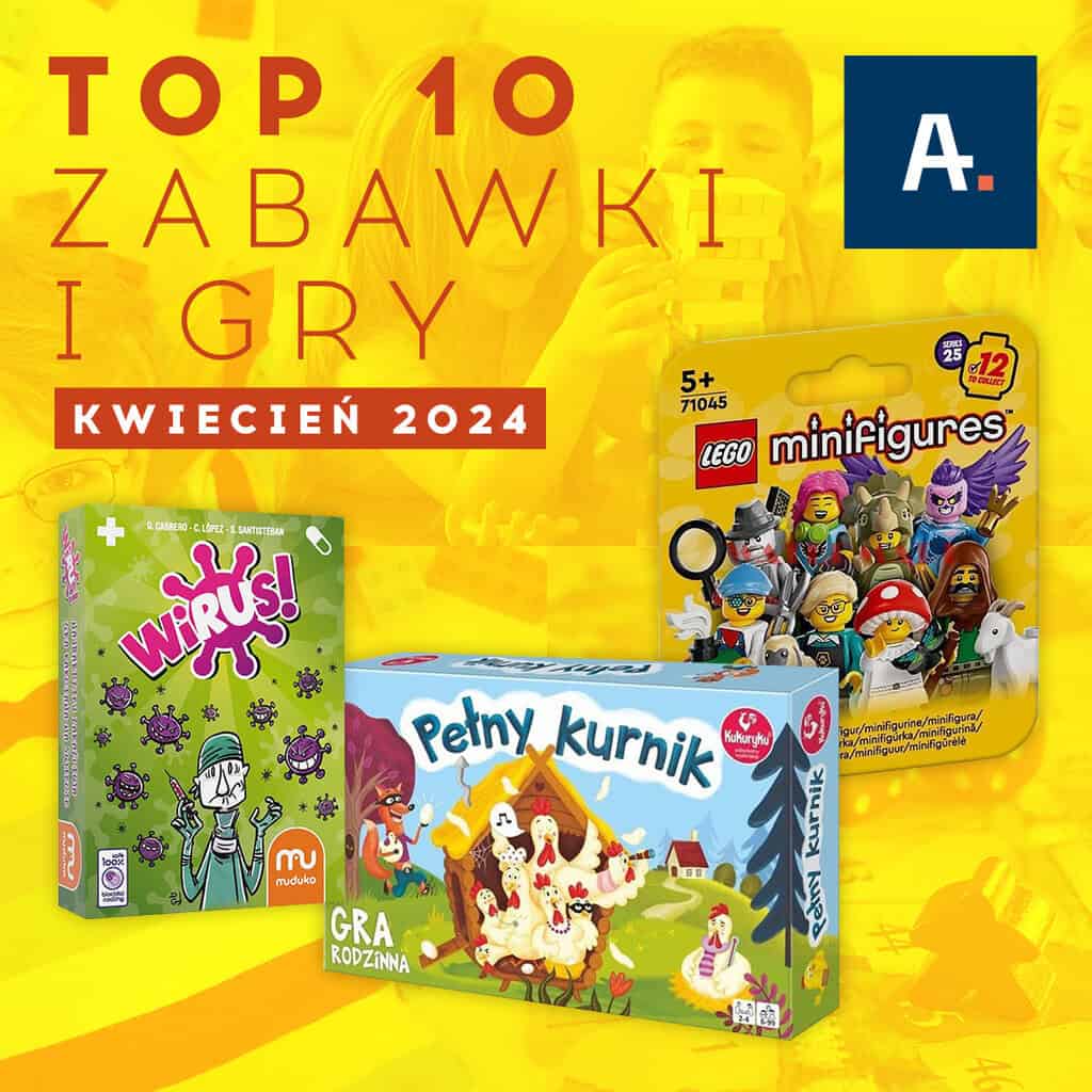 Do Pudełka Z Książkami Stojącego Na Podłodze Przyłożono Poziomo Siłę Kwiecień z zabawkami i książkami – bestsellery Ateneum | Branża Dziecięca